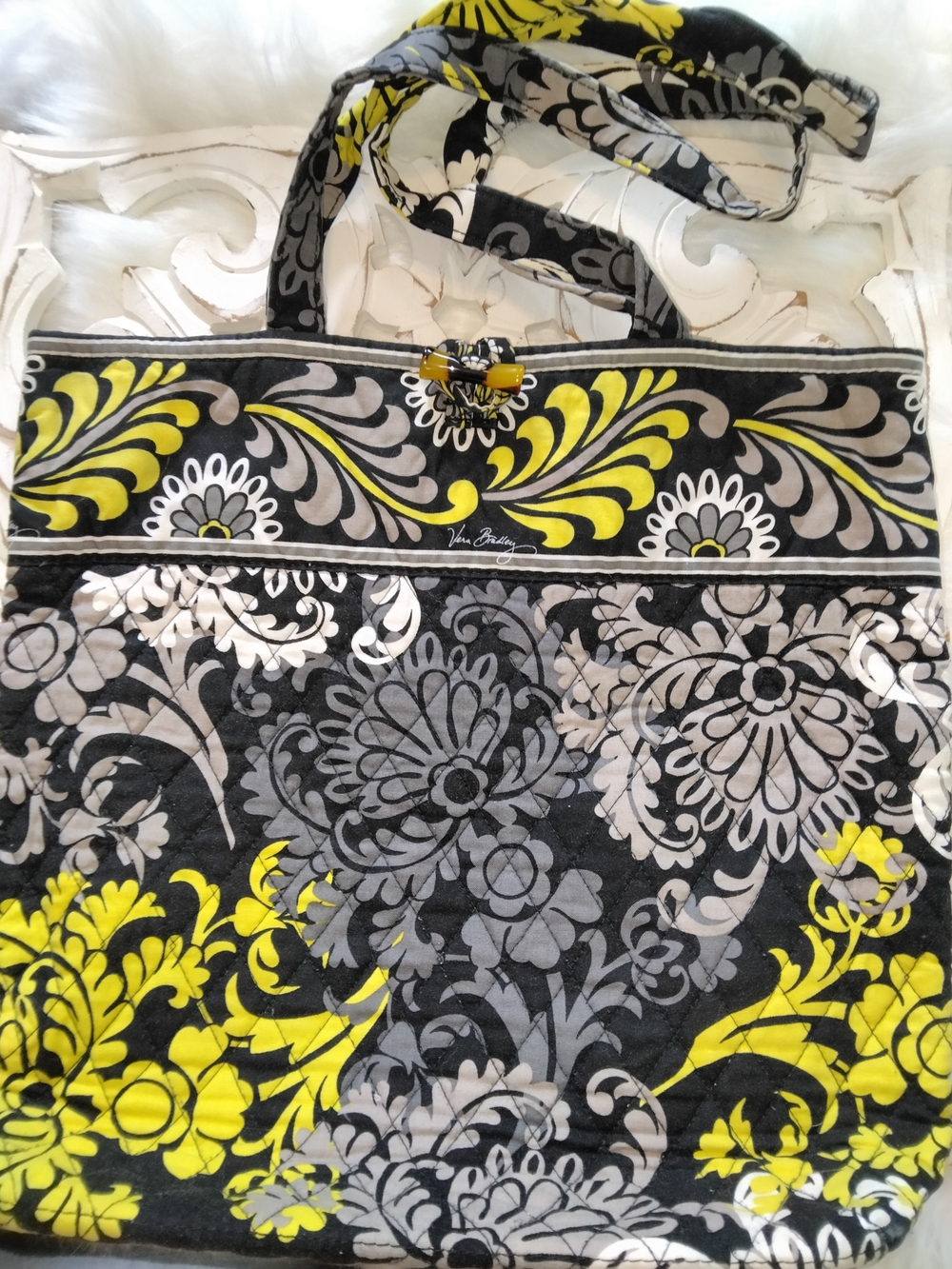 Vera Bradley Yellow Floral Quilted Tote Bag